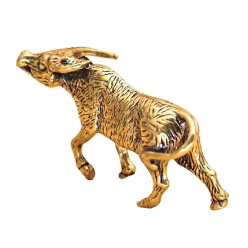 رائجة البيع 1 قطعة تمثال الحيوان النحاسي المحظوظ زخرفة مصغرة النحاس مصارعة الثيران تمثال للمنزل والمكتب مكتب الديكور #3