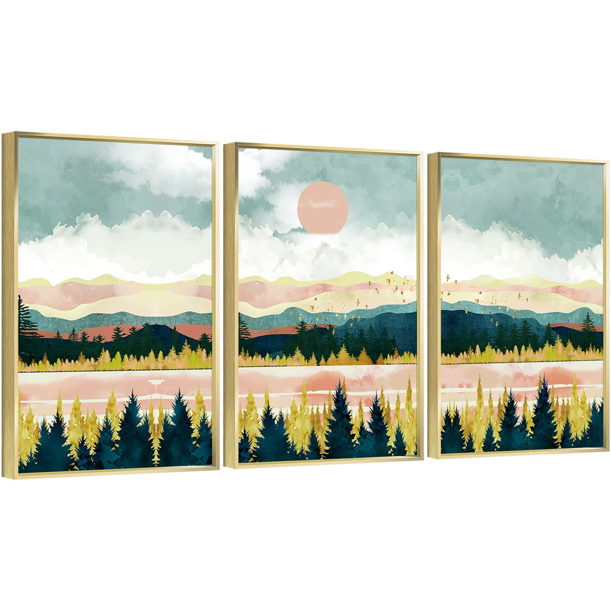 

Framed Canvas Wall ArtOil Paintings Impressionism Aesthetic Prints Canvas Paintings for Living Room Bedroom Office Home; 3 Panel