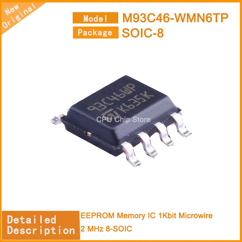 50Pcs/Lot New Original   M93C46-WMN6TP M93C46  EEPROM Memory IC 1Kbit Microwire 2 MHz 8-SOIC