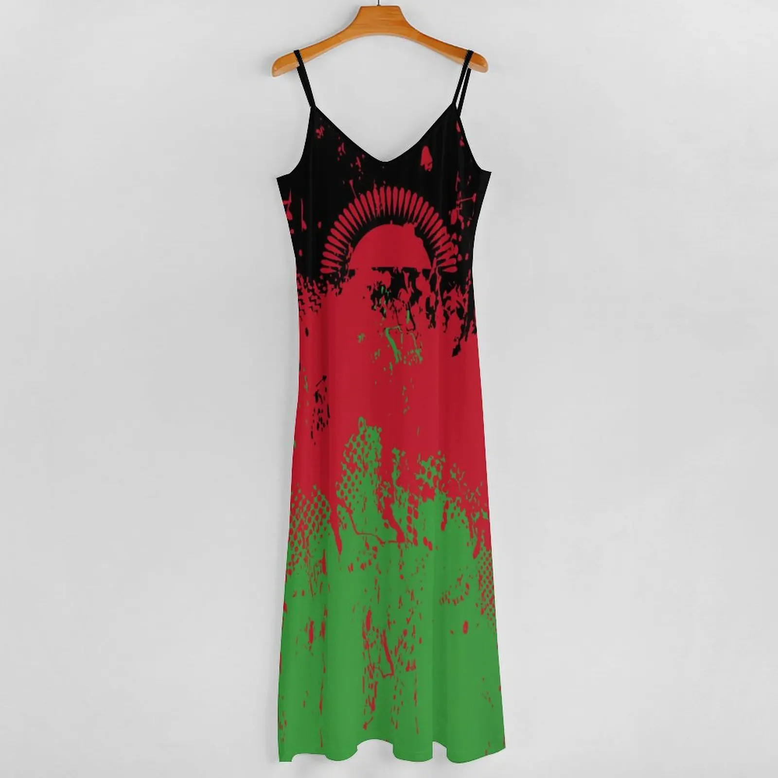 Vestido largo con estampado de bandera de Malasia para mujer, ropa informal sin mangas con cuello en V, Retro, Swing