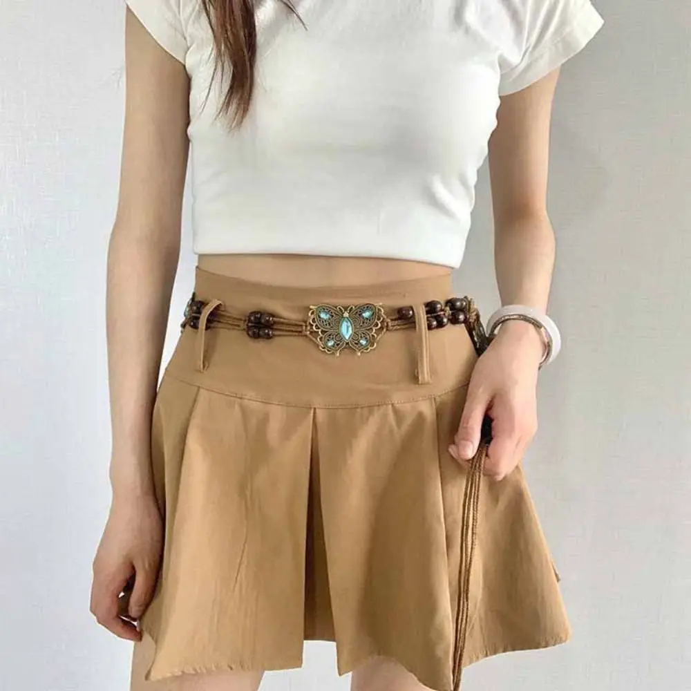 เข็มขัดโซ่คาดเอวถักมือสไตล์โบฮีเมียนย้อนยุคสำหรับสาวๆ