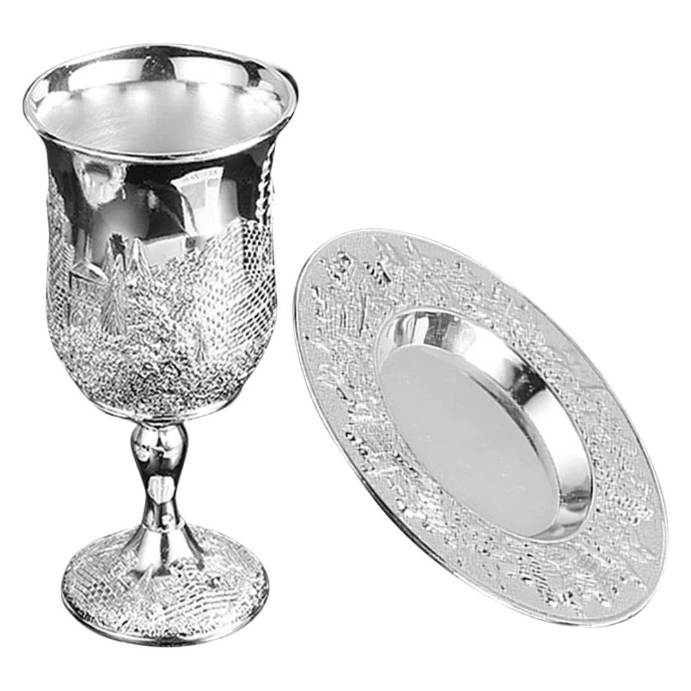 

Jewish Glass Kiddush Silver Plated Kiddush Cup With Saucer Judaica Shabbos Wine Cup Passover For Shabbat Havdalah Holiday Gift