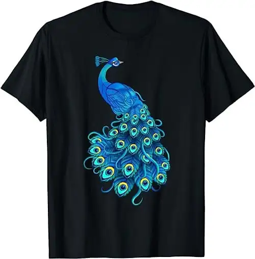 Blue Peacock Print Teal Feathers Bird Lover s T Shirt SweaT 17457