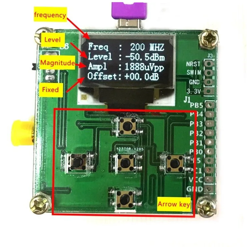 New 500MHz/3GHz/8GHz OLED RF Power Meter RF Attenuation Value Settable PC Sofware