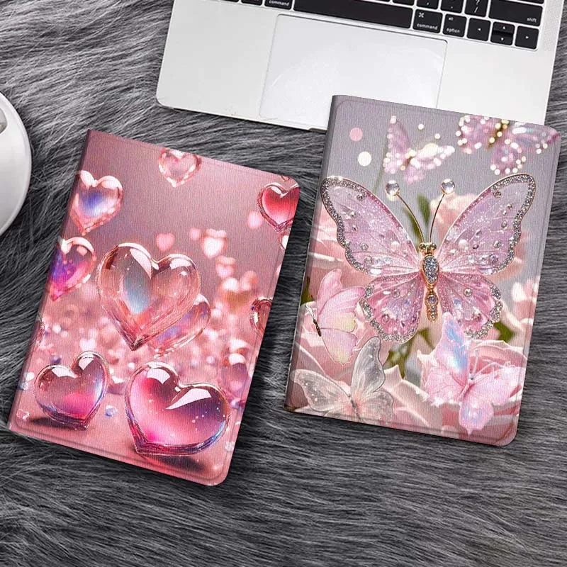 

Чехол для планшета с розовым кристаллическим декором в виде сердца для Samsung Tab Galaxy S6 S11 A A7 A8 A9 A11 10.1 10.4 10.5 Plus Lite, подарок