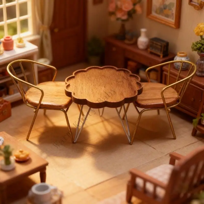 

XXFE антикварный набор стульев для стола, миниатюрная мебель, 1/12, кукольный домик, пейзажные аксессуары