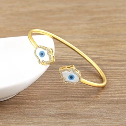 Nidin Ins Hot Sale New Devil's Eye Bracelet Personality Geometric Oil Drop Turkey Blue Eye Bangle Open Adjustable Lucky Jewelry