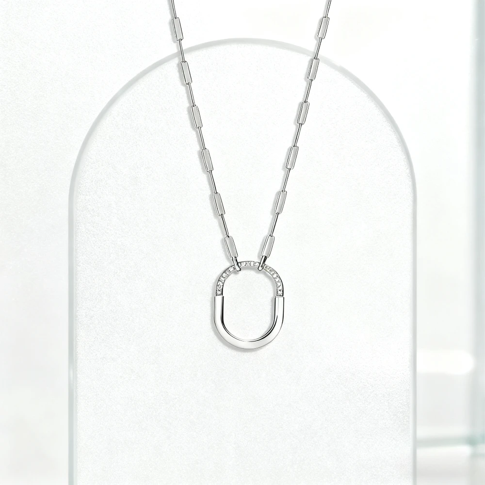 

2025 New Elegant accessories 2025 New Simple - designed Hollow Pendant Necklace, Women's Color - block Style,Ideal Birthday Gift