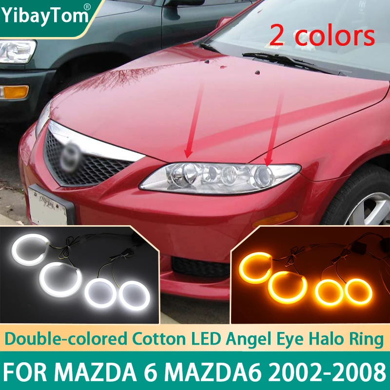 4x Warranty Durable warranty SMD Cotton Light Switchback LED Angel Eye  Ring DRL Kit For Mazda 6 Mazda6 GG1 MK1 2002-2008