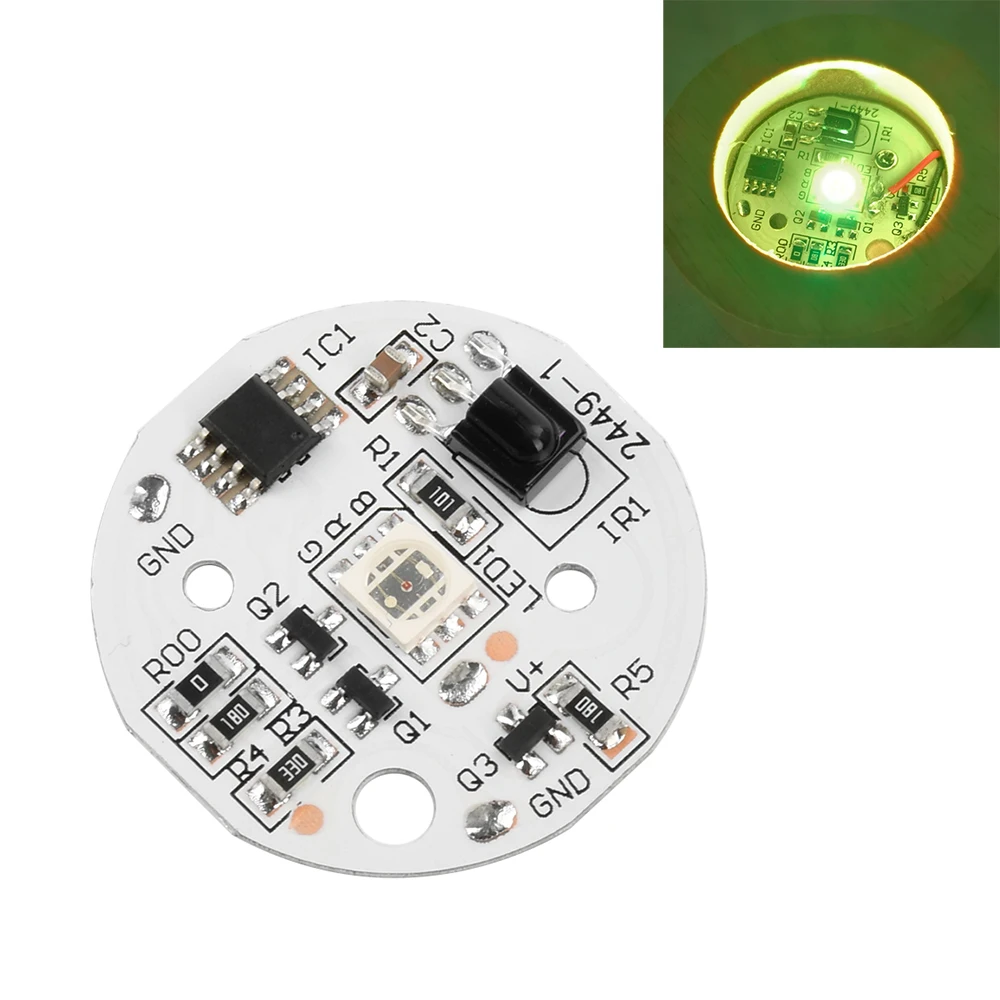 تيار مستمر 5 فولت الجهد المنخفض الملونة التدرج LED RGB لوحة مستديرة و IR اللاسلكية يعتم التحكم عن بعد التبديل تشغيل/إيقاف التحكم