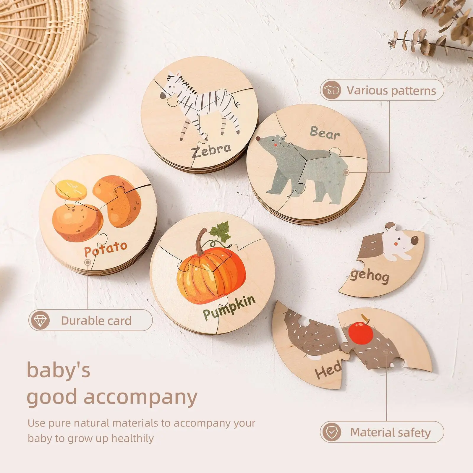 

6 Pieces Toddlers Puzzles Montessori Toy Shape Matching Fine Motor Skills