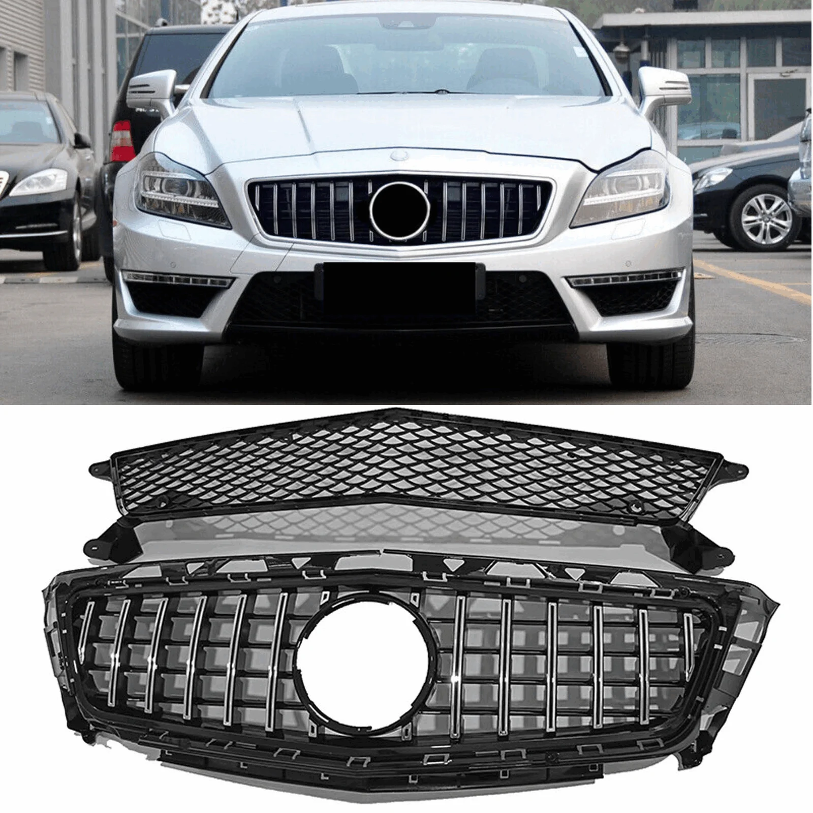 Front Racing Facelift Grilles For Mercedes-Benz W218 CLS63AMG S 2011-2014