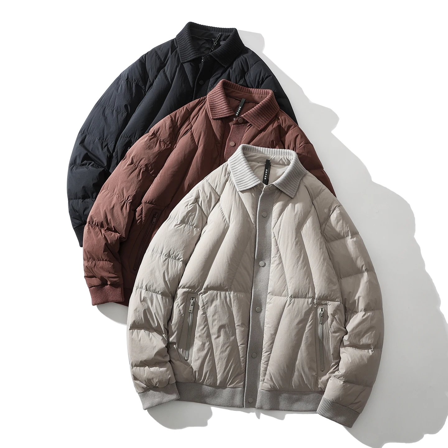 

Outdoor Windproof Water-Resistant Fabric High Loosen Du down Collar up Winter Men's Lightweight Warmth Padded Jaet Trendy