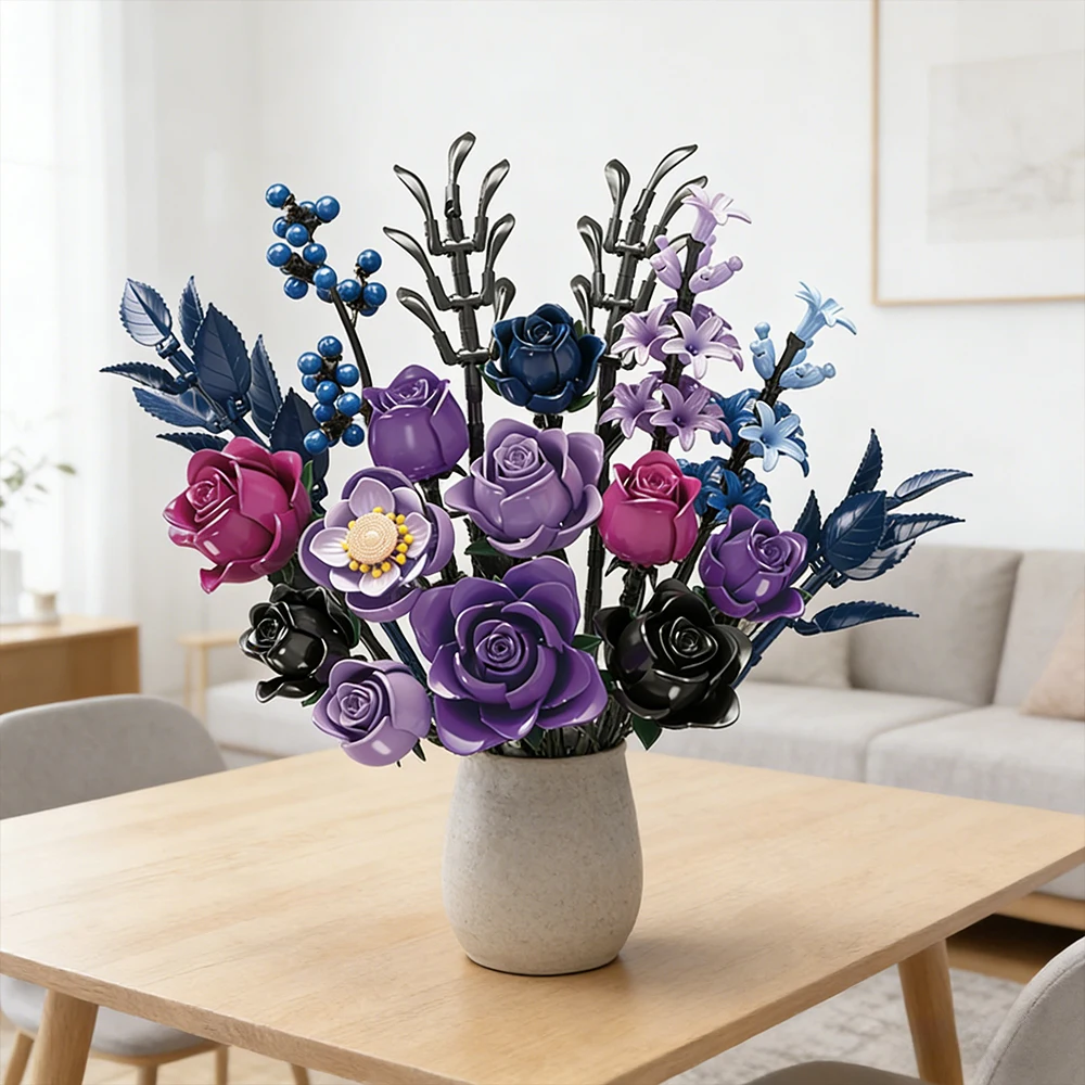 

815 PCS Moc Gothic Flower Bouquet Blocks Women Rose Eternal Flower Bricks with box Educational Construction Toys For Kids Gift