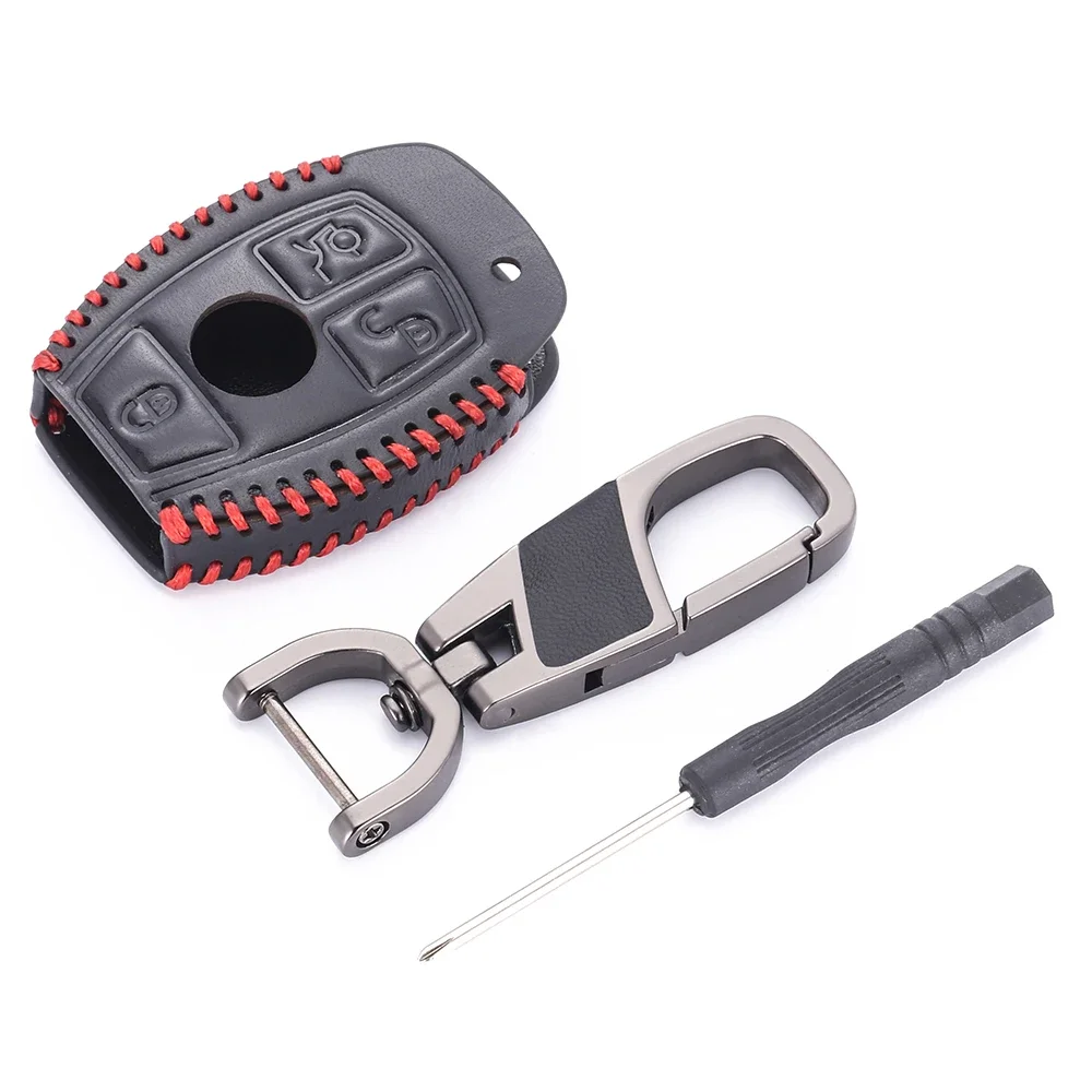Leather Car Key Cover For Mercedes Benz C260 W203 W204 W211 CLK B C E ML S CLK CL Class AMG Smart Remote Fob Protector Case