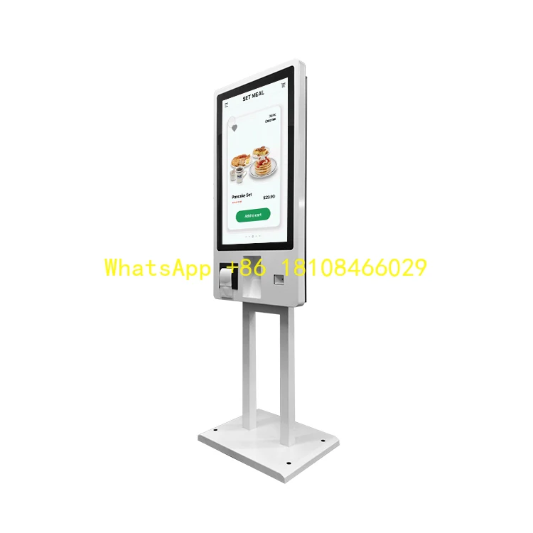

Kiosk Self Service Ordering Machine for Restaurant 27 Inch Touch Screen POS System Cashless QR Code Scanner Payment