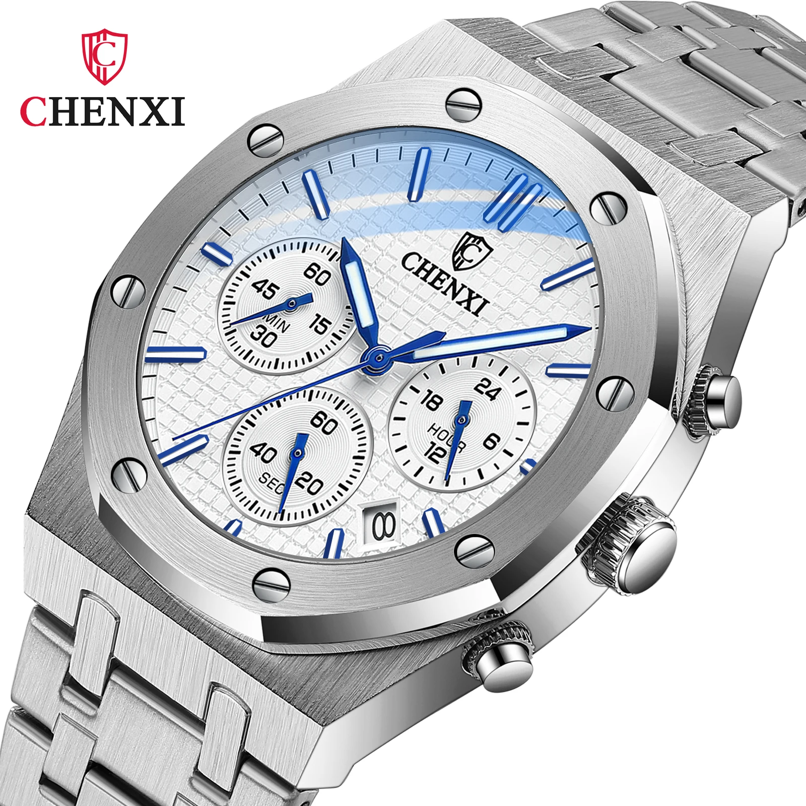 CHENXI-reloj analógico de acero inoxidable para hombre, accesorio de pulsera de cuarzo resistente al agua con cronógrafo, complemento Masculino de marca de lujo perfecto para negocios, 948
