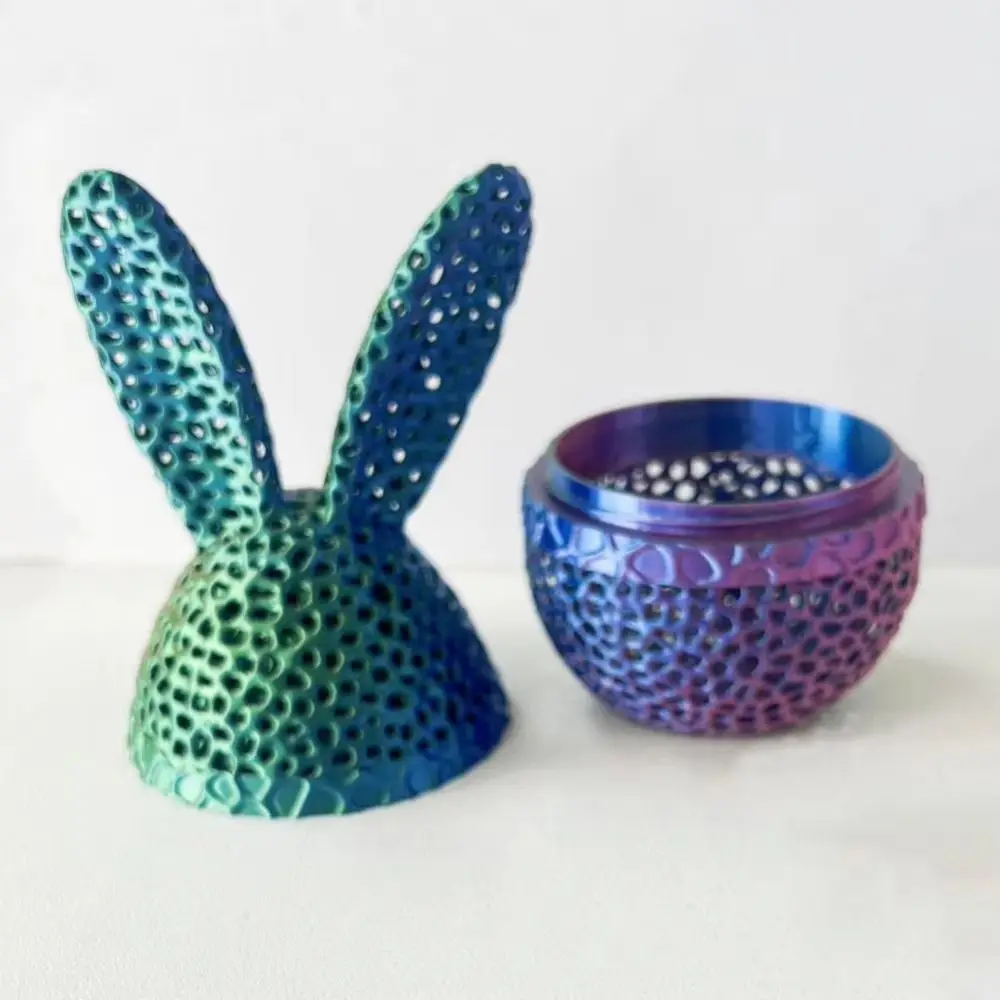 3D Printed Hollow Rabbit Egg Hollowed Out Handmade Easter Eggs Figurines Gift Box Colorful Easter Bunny Egg Printed Toy Table