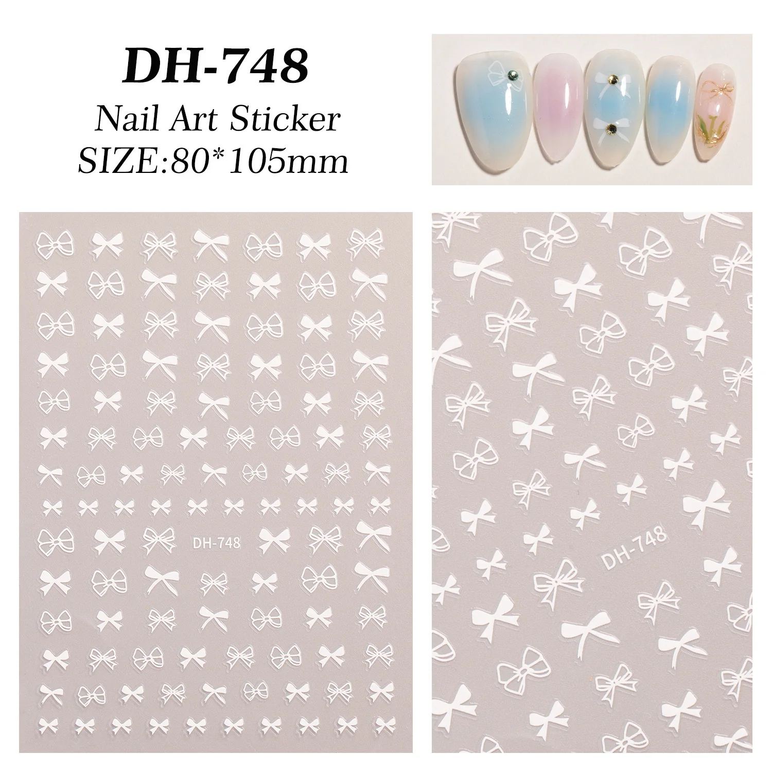 5 قطع من ملصقات DIY ذات القوس المجوف على الطراز الياباني البسيط، وملصقات أظافر ذاتية اللصق #6