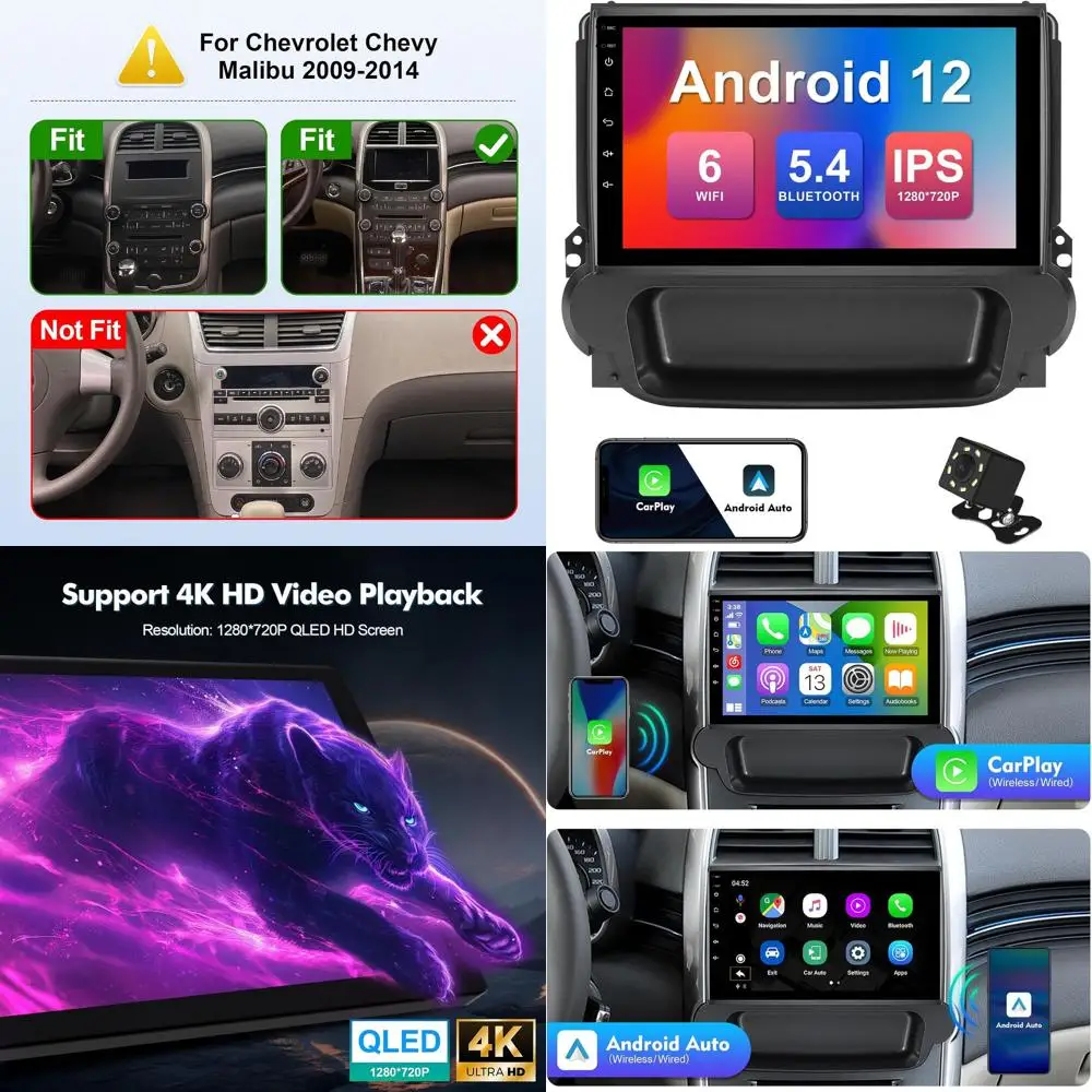 

2+32G Android 12 Double Din Car Stereo for Chevrolet Chevy Malibu 2009-2014 with 9 Inch Touchscreen Radio Built-in Wireless Carp