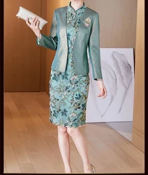 Peacock Blue Short Mother of the Bride Dress With Jacket Satin Lace 2 Pieces Wedding Ceremony Evening Mother Gowns Elegant New