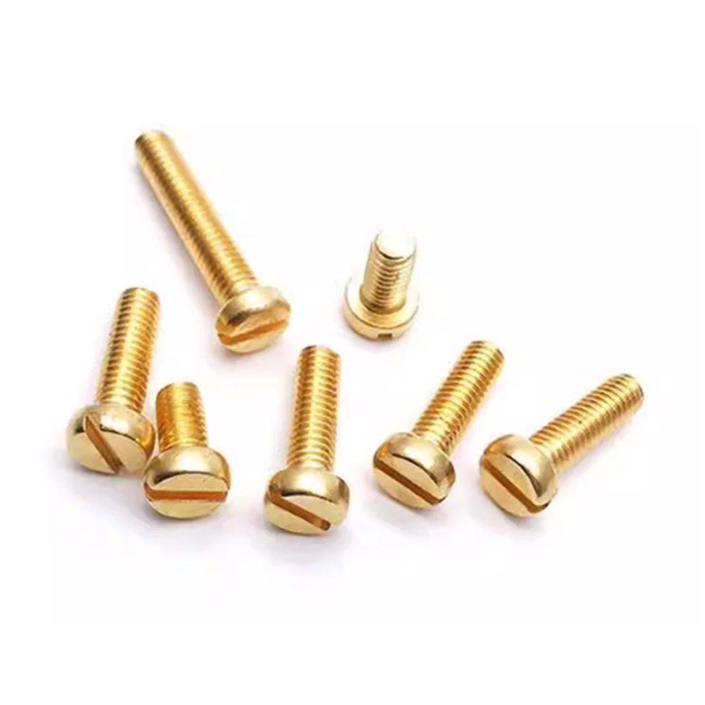 100Pcs M1.2 M1.4 M1.6 M2 M2.5 M3 Slotted Cylindrical Head Brass Copper Screw GB65 Flat Head Screw DIN84