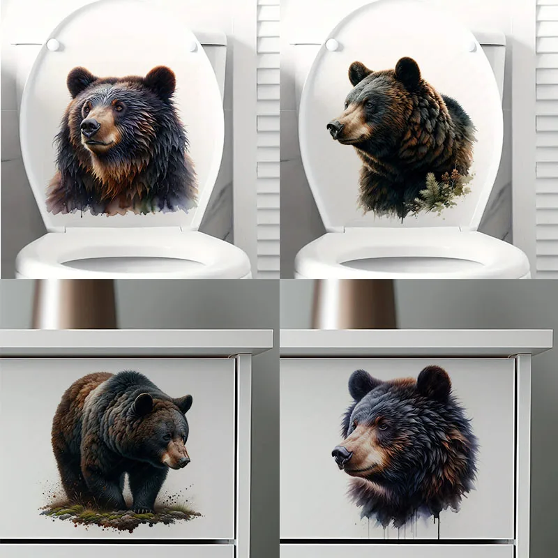 

KT333# Big Bear Toilet Stickers Decoration for Living Room, Wall, Bedroom, and Home Decor Car Decals Self-Adhesive