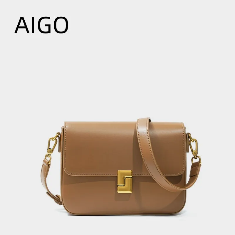 

AIGO Women Vintage Hasp Messager Bag Luxury Elegant Minority Designer Casual Shoulder Bags All-match Commuter Handbags Fem Purse