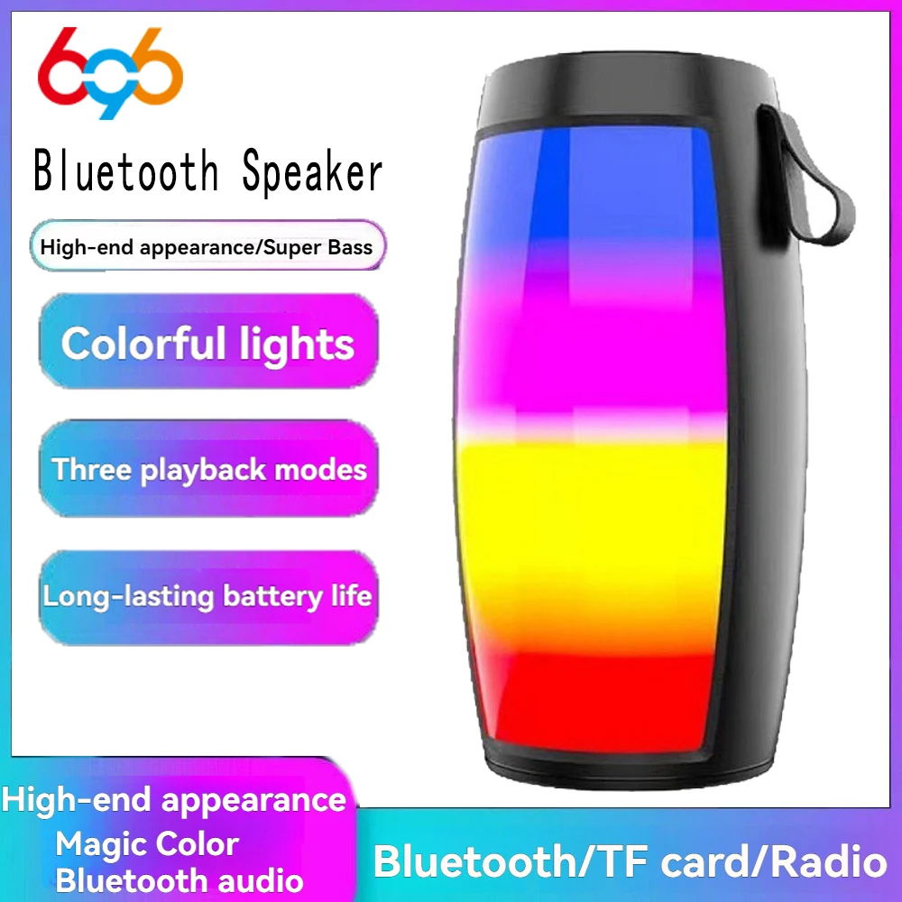 Portable Wireless Bluetooth Speaker 1500MAH RGB LED Light Subwoofer Stereo Loudspeaker Household Outdoor High Volume Shocking
