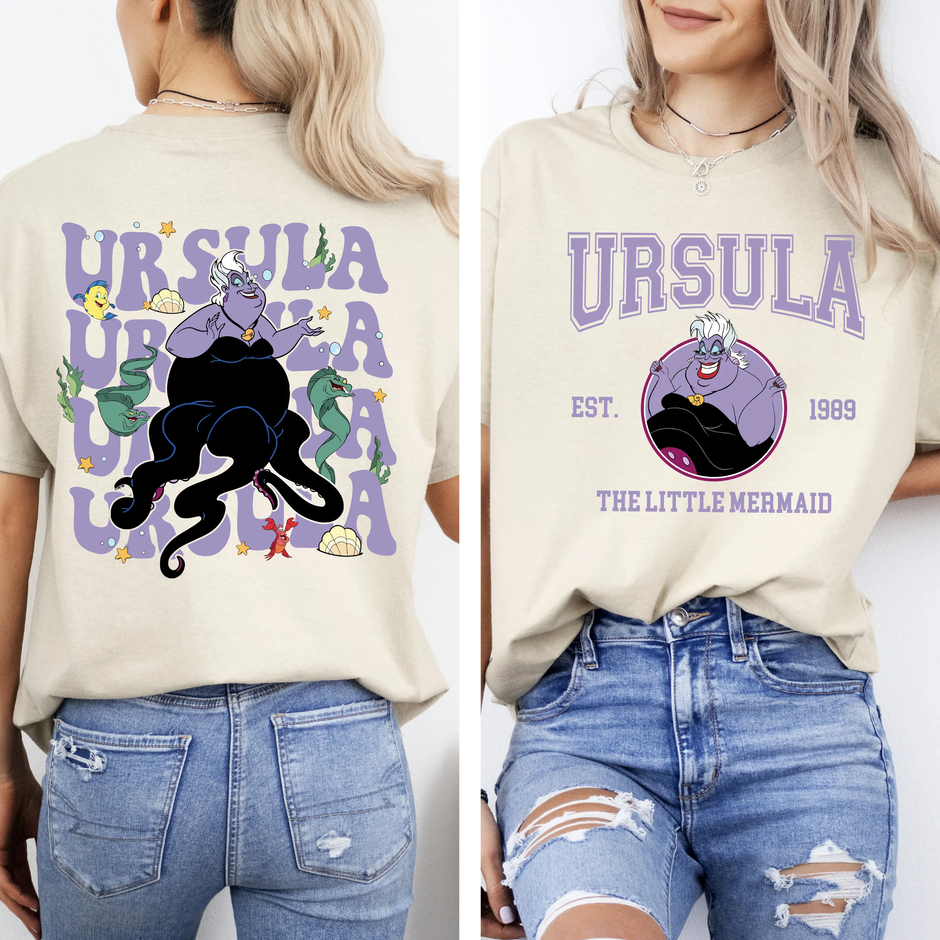 Chemise Ursula de la petite sirène Disney, tenues de sœur, chemise de sorcière du méchant Disney et tenues de voyage familial du parc Disney