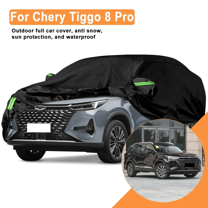 

Full Car Cover for Chery Tiggo 8 Pro Outdoor Windproof Waterproof Dust Resistant Sun UV Protection with Reflective Strips
