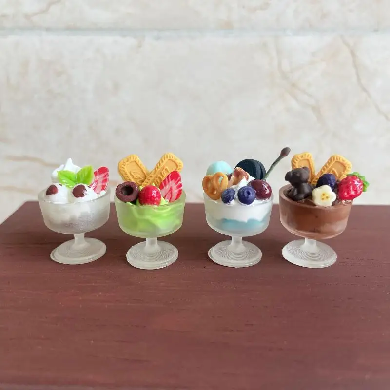 [JN] 1 Piece Miniature Dollhouse Fruit Biscuit Food Ice Cream Cup Model Toy For Doll Accessories DIY Decoration