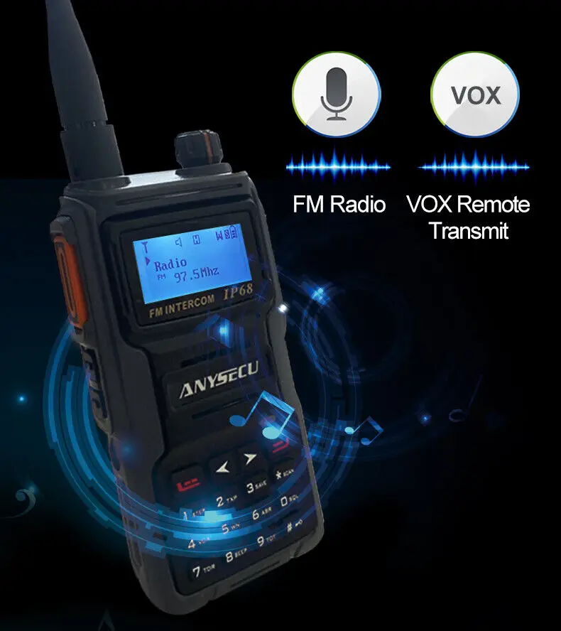 Anysecu W450 IP68 Radio bidirezionale Quad Band 136-174/400-480/200-260/350-390MHZ Radioamatore a 199 canali Copia di frequenza wireless