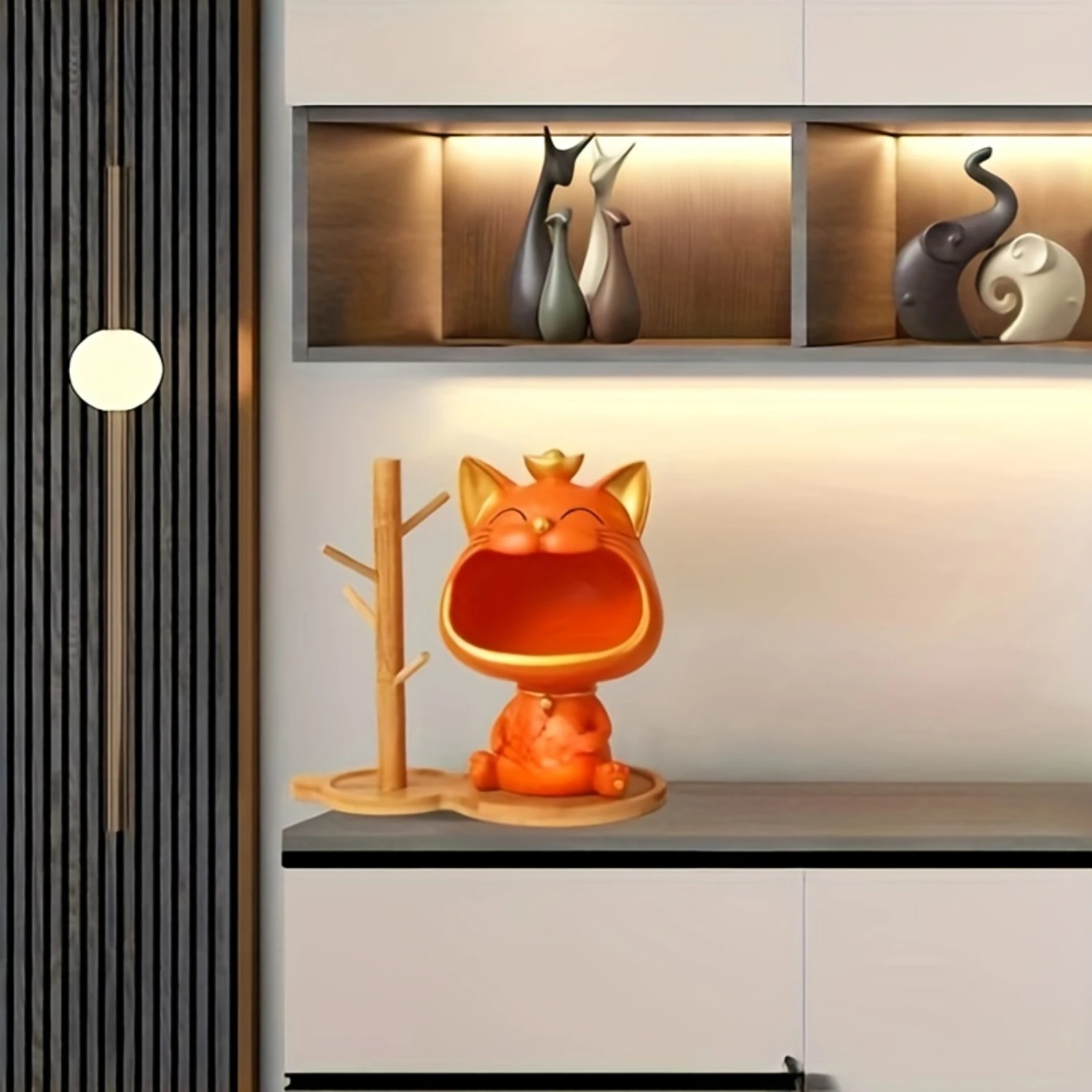 Decoração de estátua de gato fofo, estatueta de ornamento de gato, caixa de joias, decoração estética de quarto, decoração, acessórios de cozinha, decoração de banheiro