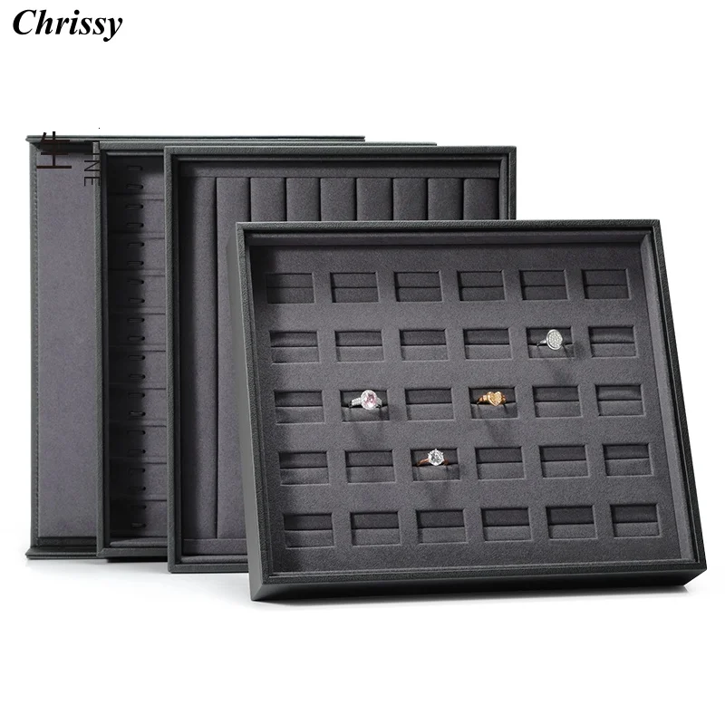 

Luxury Jewelry Display Tray with Lid, Large Capacity Multi-Compartment Organizer for Bracelets Rings Necklaces, Professional Sho