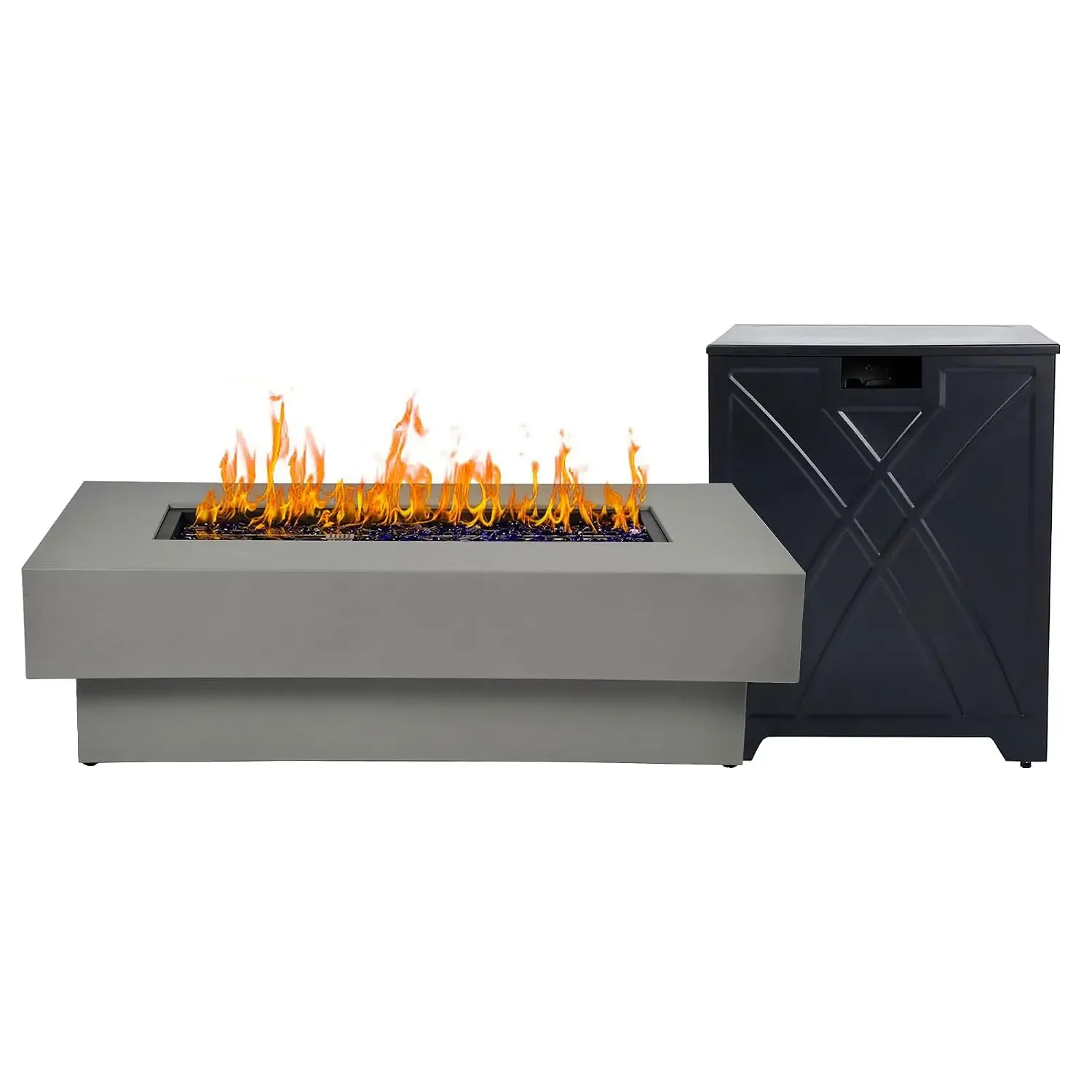48-inch Fire Table with 20lb Propane Tank Cover, 50,000BTU Outdoor Modern Patio Fire Pit Table w/Rectangular Burner, Customized
