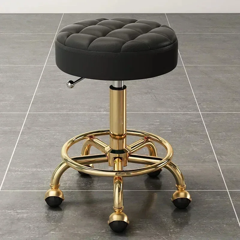 

Professional Barber Chair Nail Round Golden Pedicure Auxiliary Chair Beauty Salon Spa Rotating Lounge Silla De Barbero Furniture