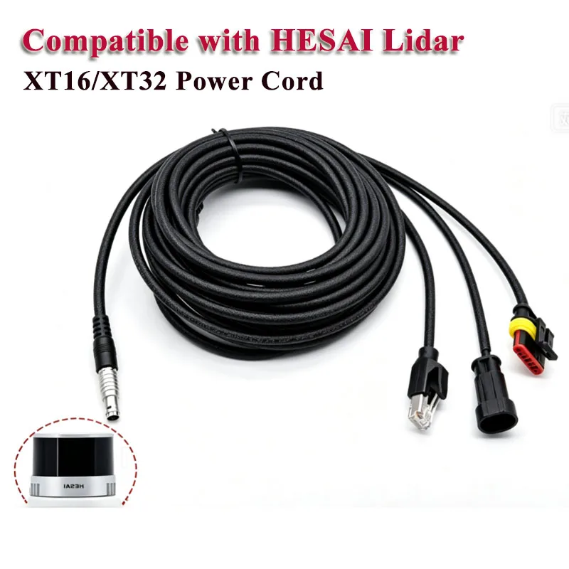 9Pin Plug Compatible wi HESAI Lidar XT16/XT32 Power Cord Aviation 9 Core Plug 1 to 3 Network Cable Male to Female Extension Wire