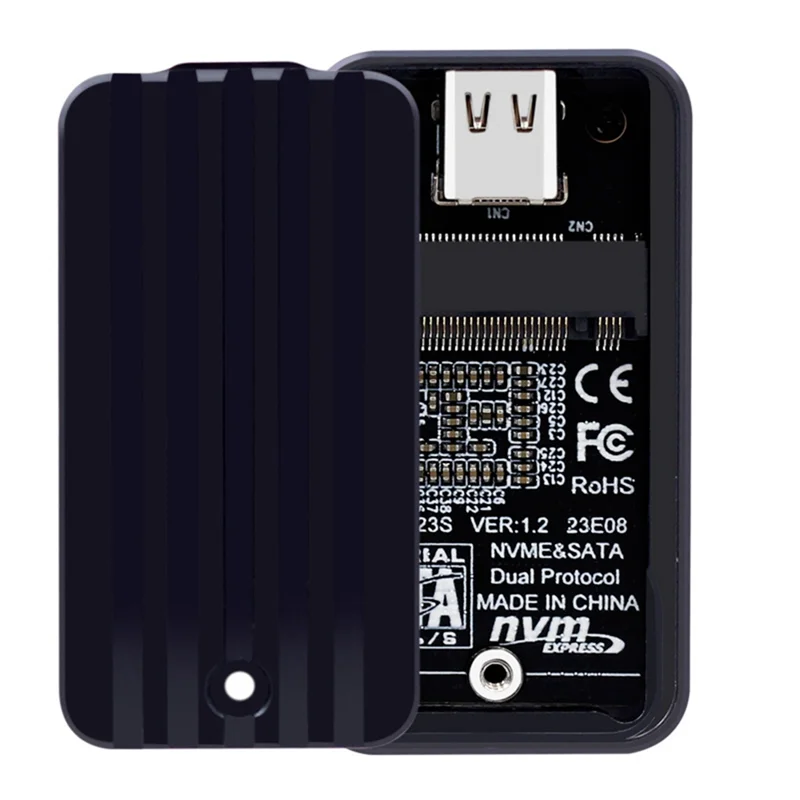 

M.2 Nvme SATA SSD External Enclosure Dual Protocol SSD Hard Disk Box Black For SSD 2230