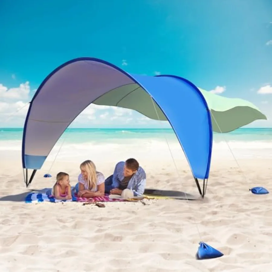 

Beach tent for 2-3 people, UPF 50+ polyester fabric, navy blue, quick pop-up setup with UV protection and carry bag