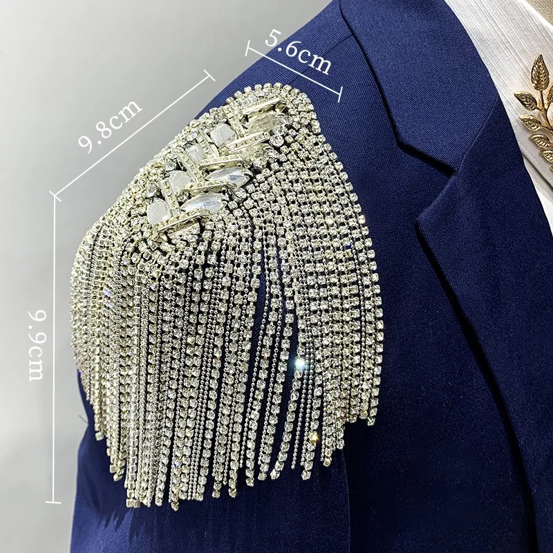 1PCS Fashion Handmade Shoulder Jewelry Tassel Rhinestones Epaulettes Clothing Accessories Brooch Epaulet Shoulder Brooches Gift