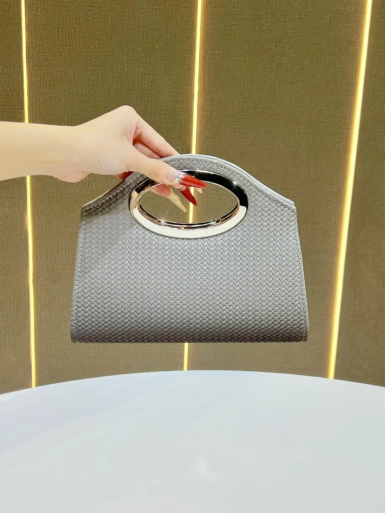 New Fashionable Woven Pattern Women's Evening Bag Socialite Banquet Handbag Party Bride Wedding Clutch Purse Small Tote