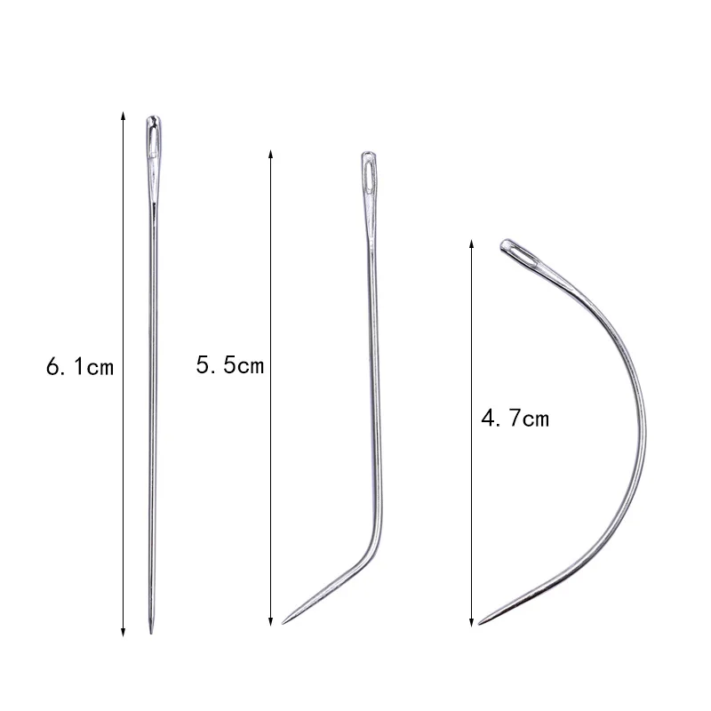 6/18Pcs C J I Mix TYPE Curved Needles Hair Weaving Thread/Sewing Needles For Hair Extension Tool Ordinary Small Packet
