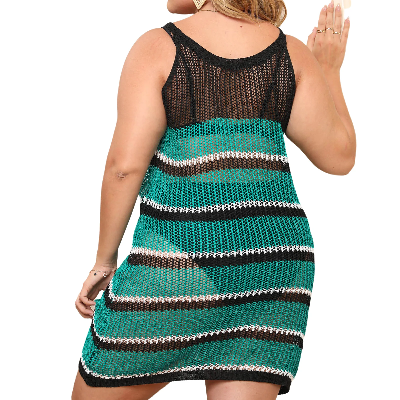 

Adults Women Swim Dress One Piece Swimsuit Color Block Cover Up Hollout Out Sleeveless Beach Dress for Pool Parties Vacation