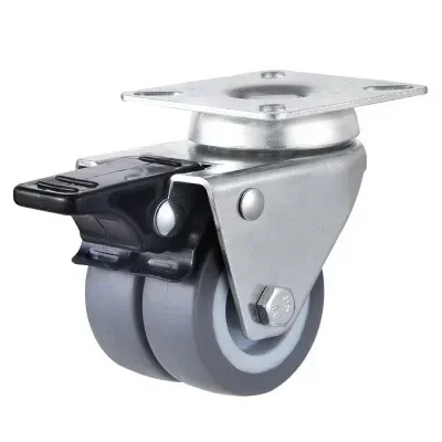 4PCS Casters Wheels 2 inch Heavy Duty Swivel Soft Rubber Roller with Brake for Platform Trolley Furniture Wheels