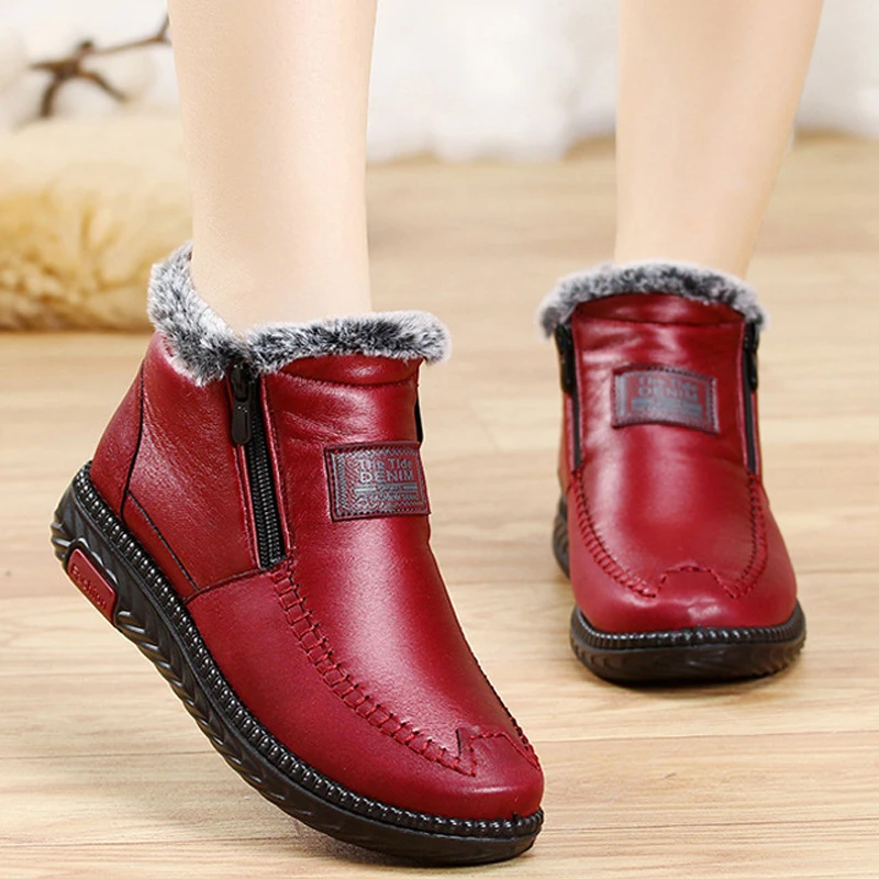 2023 Fashion Women Boots Plush Winter Women Shoes Causal Ankel Boots Antislip Fenmale Snow Boots Warm Fur Waterproof Plush Boots