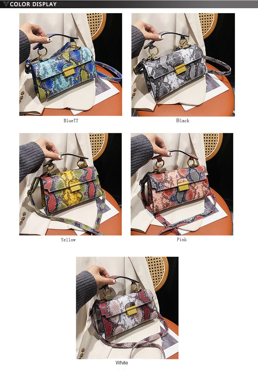 New Brand Luxury Designer Handbag Women Snake Pattern Leather Crossbody Purses Fashion Small Shoulder Bag Square Bolsa De Ombro