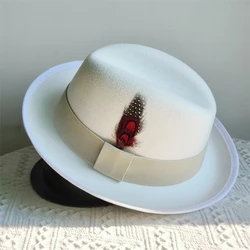 men classic fedora hat with feather decoration top hat Women Men Gentleman Hamburger hat vintage hat Pork Pie sombrero hombre