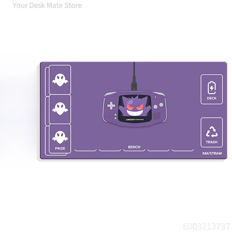 

Pokemon Gengar Game Boy Advance TCG Playmat Gaming Mat with Battle Zones for Trading Card Game Non-Slip Desk Pad