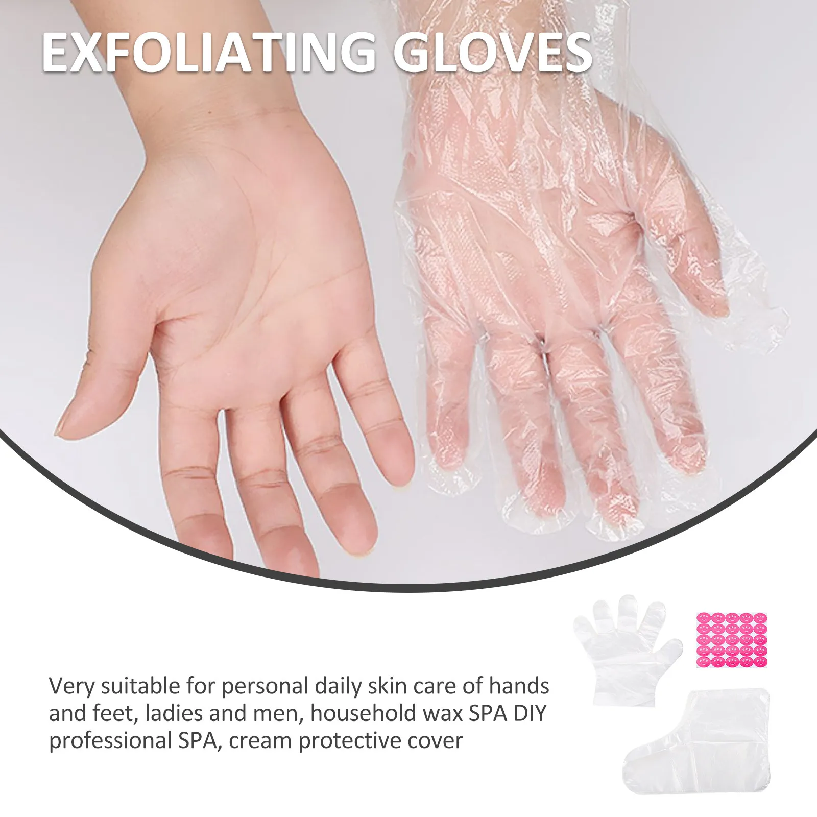 

Набор из 1 комплекта: Премиальные одноразовые маски для рук и ног для домашнего спа-салона с фиксирующими наклейками, отшелушивающие перчатки, увлажняющие.